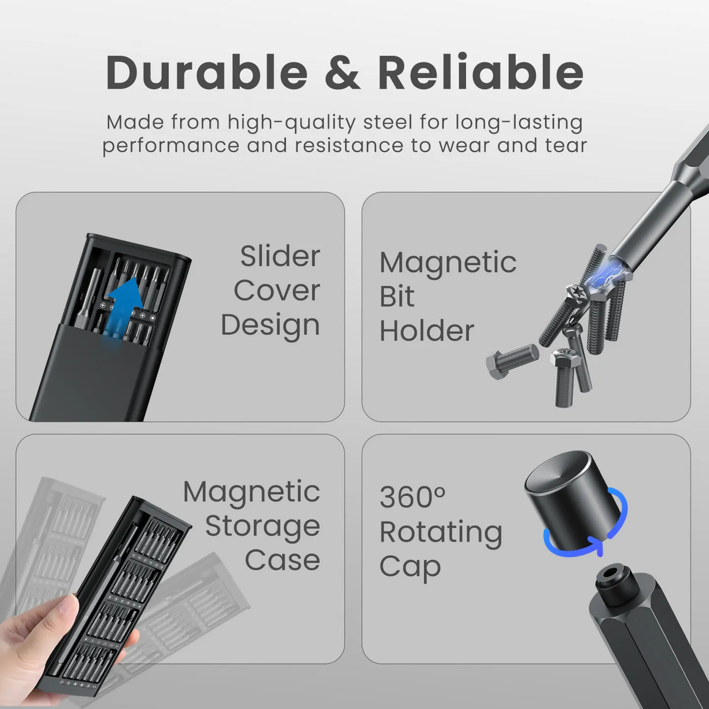 Portronics Bit Box 24-in-1 Compact Tool Kit with Magnetic Bit Holder