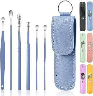Premium 6-Piece Stainless Steel Ear Wax Removal Kit – Reusable Ear Picks with Case for Safe & Hygienic Ear Cleaning (Random Color)