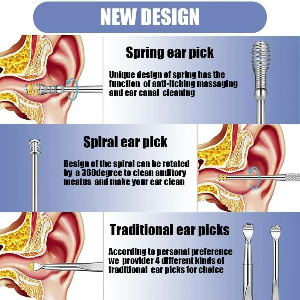 Premium 6-Piece Stainless Steel Ear Wax Removal Kit – Reusable Ear Picks with Case for Safe & Hygienic Ear Cleaning (Random Color)