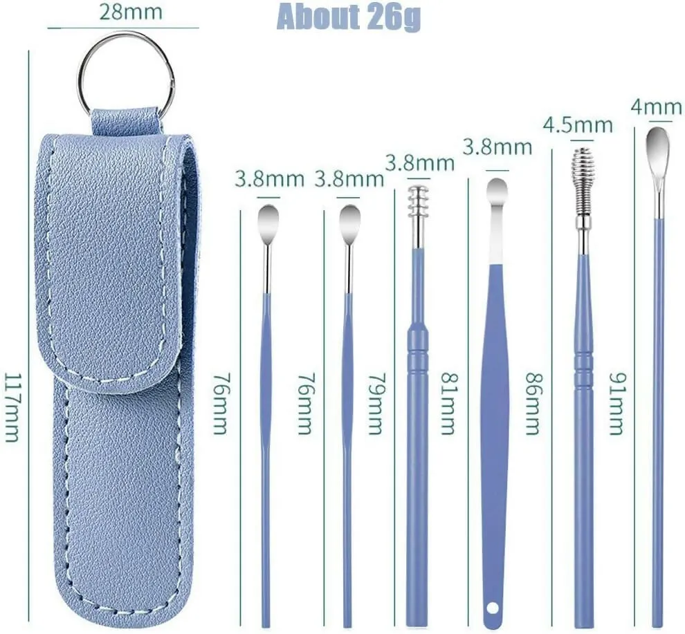 Premium 6-Piece Stainless Steel Ear Wax Removal Kit – Reusable Ear Picks with Case for Safe & Hygienic Ear Cleaning (Random Color)