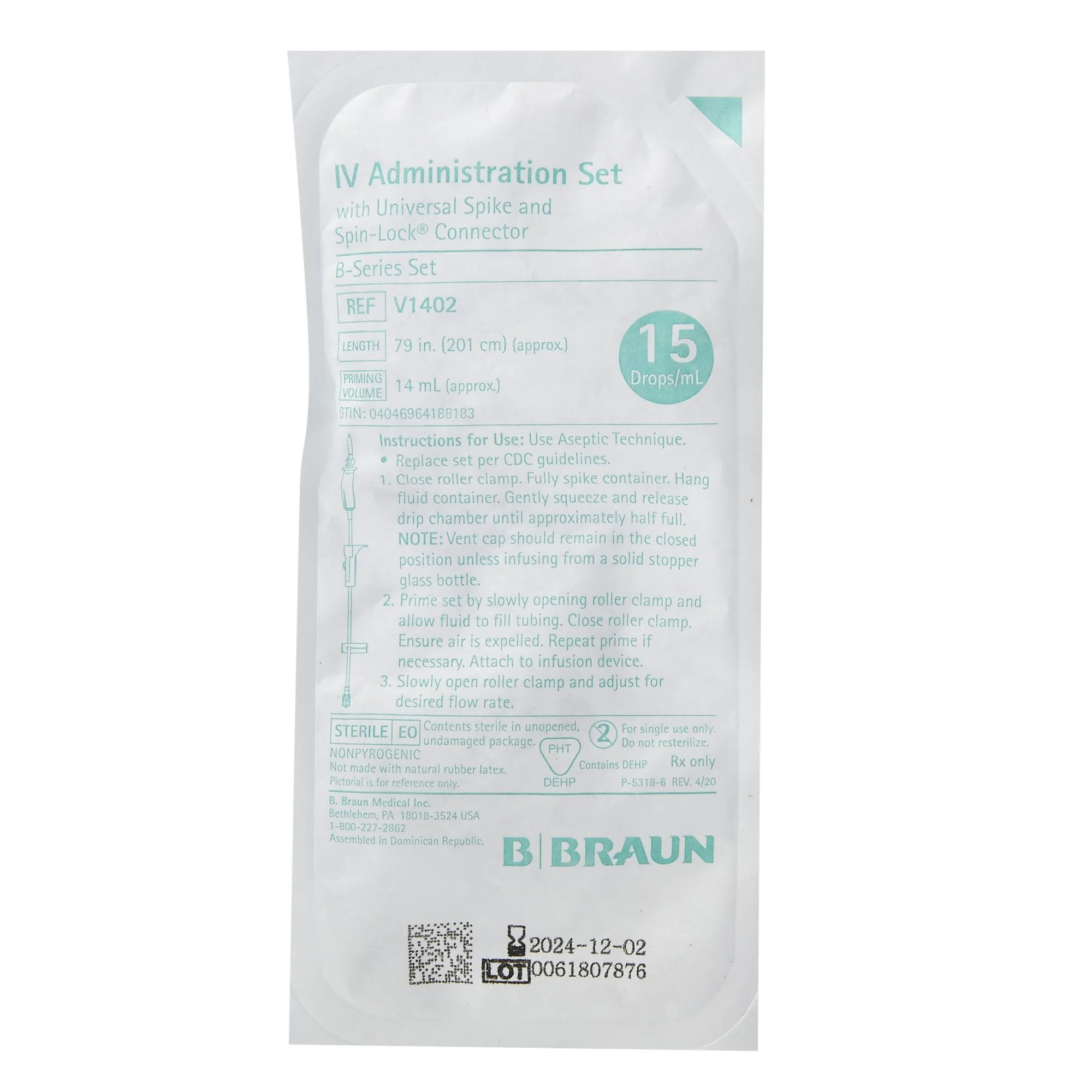 Primary IV Administration Set BBraun Gravity Without Ports 15 Drops / mL Drip Rate Without Filter 79 Inch Tubing Solution
