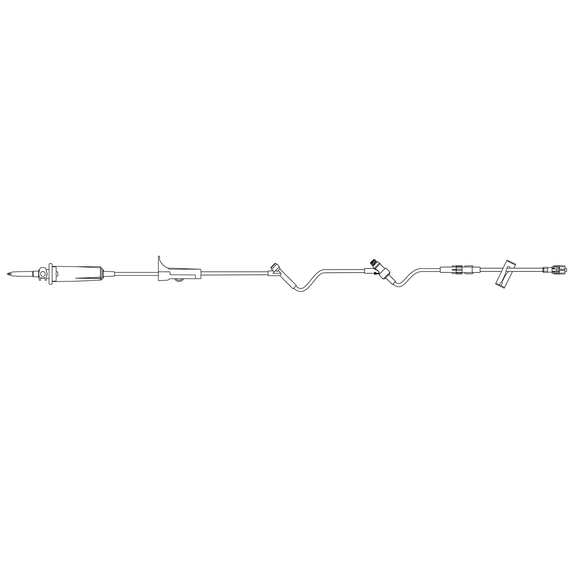 Primary IV Administration Set with Extension Set SafeDay Gravity 2 Ports 10 Drops / mL Drip Rate Without Filter 88 Inch Tubing Solution