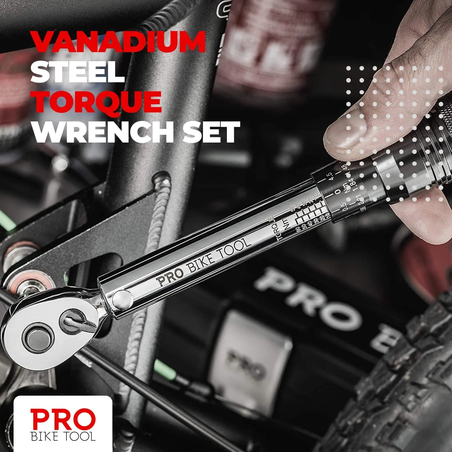 PRO BIKE TOOL Torque Wrench Set for Bikes - High-Precision 1/4 Torque Wrench with Adjustable Torque Range 2 to 20 Nm - Complete Tool Set with Allen and Torx Bits - Durable, Compact Case