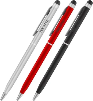 PRO Stylus Pen for HTC XV-690 with Ink, High Accuracy, Extra Sensitive, Compact Form for Touch Screens [3 Pack-Black-Red-Silver]