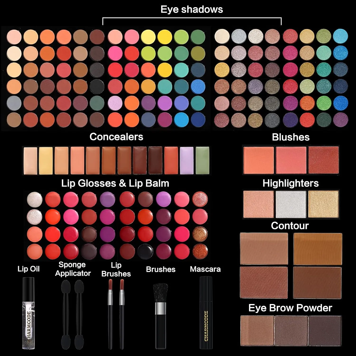 Professional All in One Makeup Kit for Women Full Kit,186 Colors Make Up Palette Valentine's Gift Set, Including Eyeshadow,Lip Gloss,Concealer,Highlighter,Contour,Brow Powder,Mascara,Blush & Brush