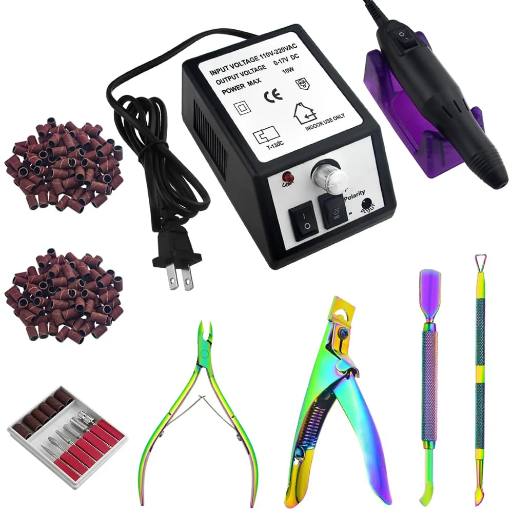 Professional Electric Nail Drill Machine Nail Clippers Set Nail Filer Electric and Nail Cutter for Acrylic Gel Nails Nails File Manicure Set with 206 PCS Sanding Bands Work for Home and Salon (Black)