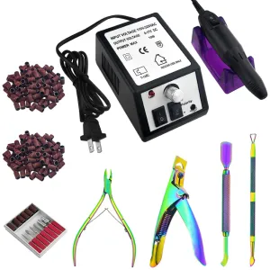 Professional Electric Nail Drill Machine Nail Clippers Set Nail Filer Electric and Nail Cutter for Acrylic Gel Nails Nails File Manicure Set with 206 PCS Sanding Bands Work for Home and Salon (Black)