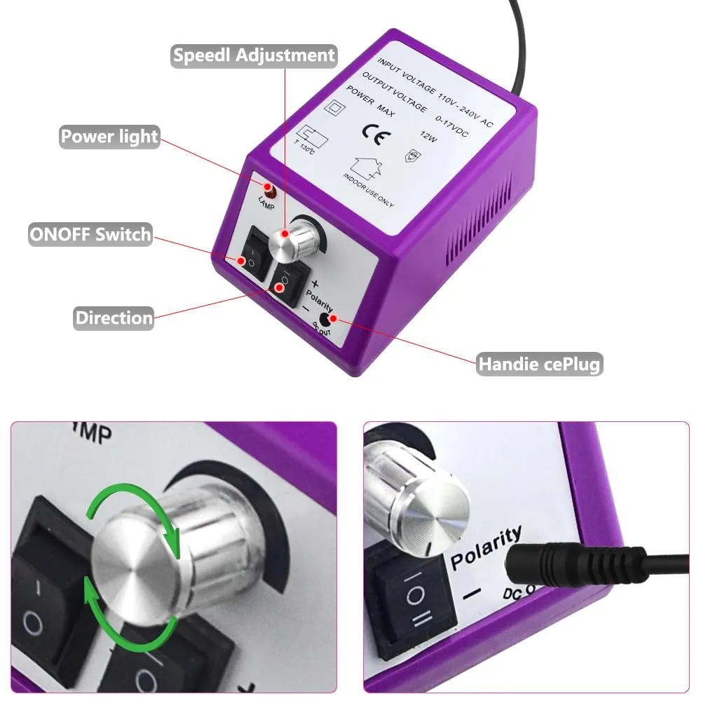 Professional Electric Nail Drill Machine Nail Clippers Set Nail Filer Electric and Nail Cutter for Acrylic Gel Nails Nails File Manicure Set with 206 PCS Sanding Bands Work for Home and Salon (PURPLE)