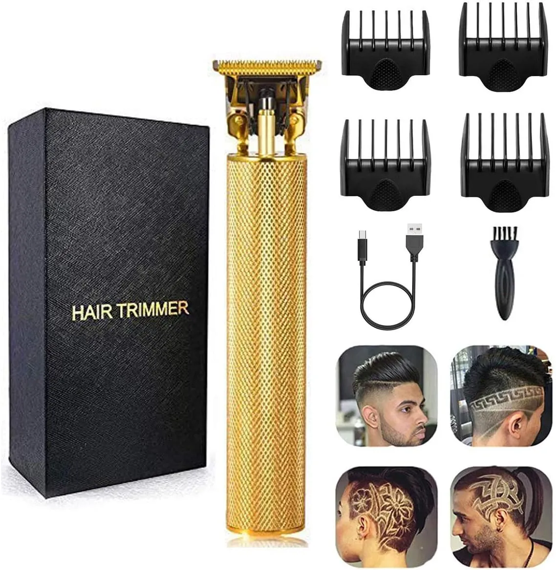 Professional Hair Clippers for Men Electric Haircut Kit Hair Trimmer Grooming Waterproof Rechargeable Close Cutting T Blade Trimmer USB Rechargeable Clippers for Hair Cutting with Guide Combs