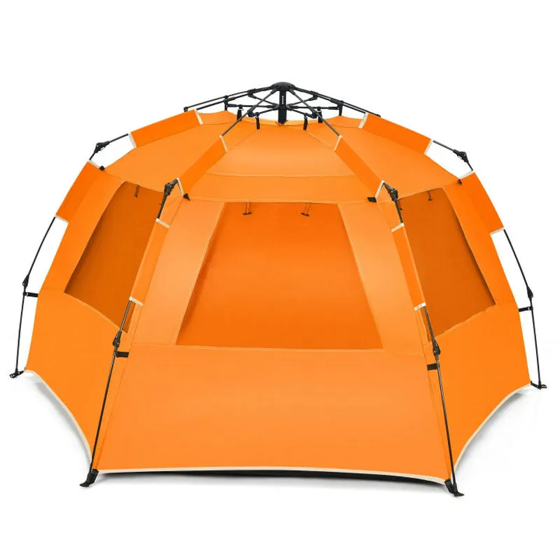 Professional title: "Portable Sun Shelter with UPF 50  Protection for 3-4 People - Easy Pop Up Beach Tent in Orange"