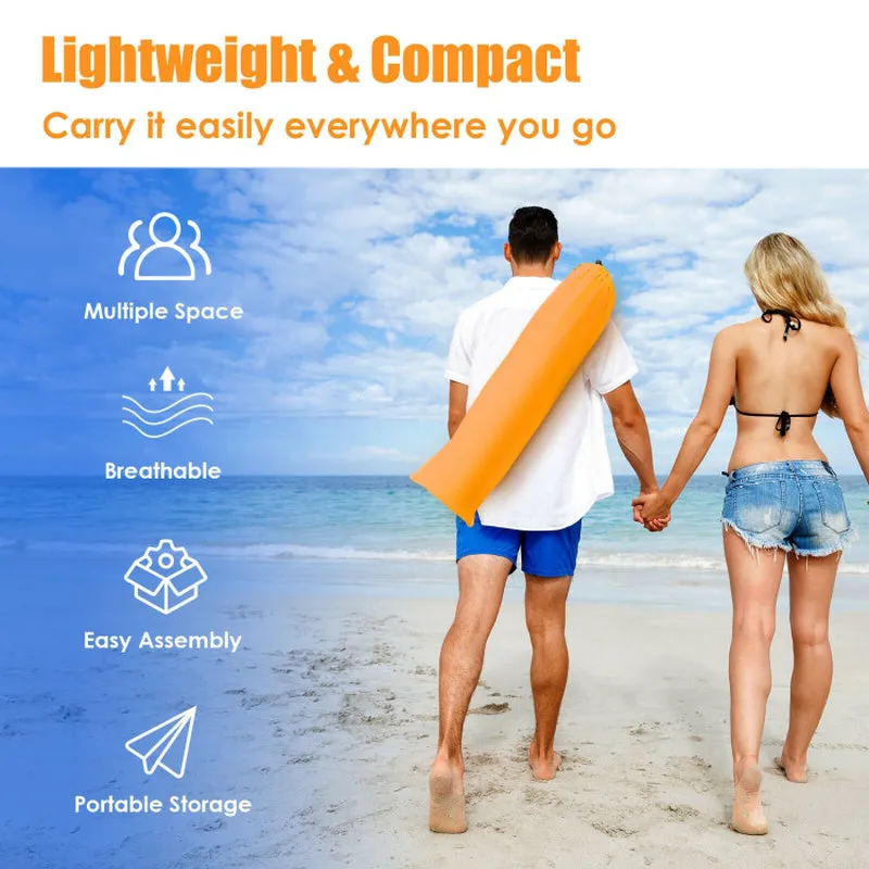Professional title: "Portable Sun Shelter with UPF 50  Protection for 3-4 People - Easy Pop Up Beach Tent in Orange"