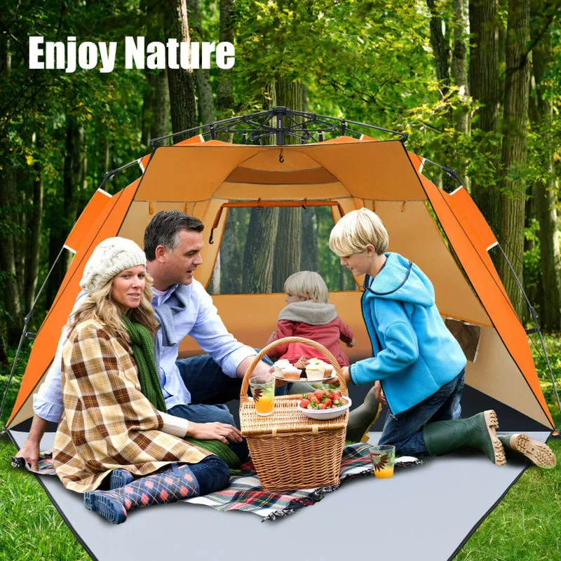 Professional title: "Portable Sun Shelter with UPF 50  Protection for 3-4 People - Easy Pop Up Beach Tent in Orange"