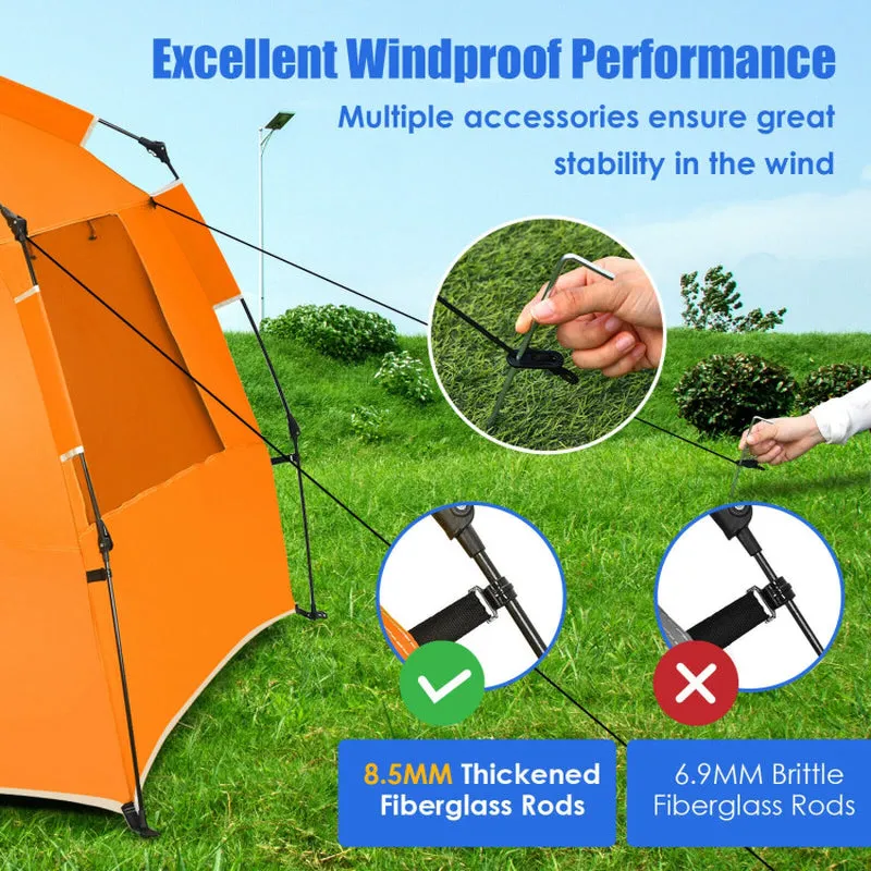 Professional title: "Portable Sun Shelter with UPF 50  Protection for 3-4 People - Easy Pop Up Beach Tent in Orange"