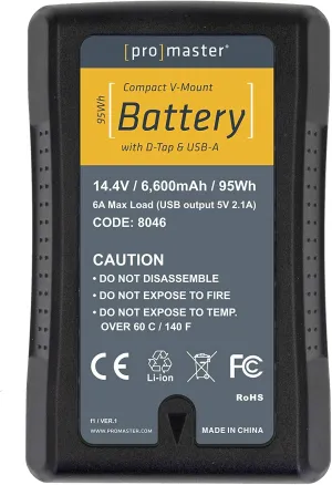 ProMaster V-Mount Battery/Charger Kit 95Wh with D-Tap & USB-A, (Model 8046)