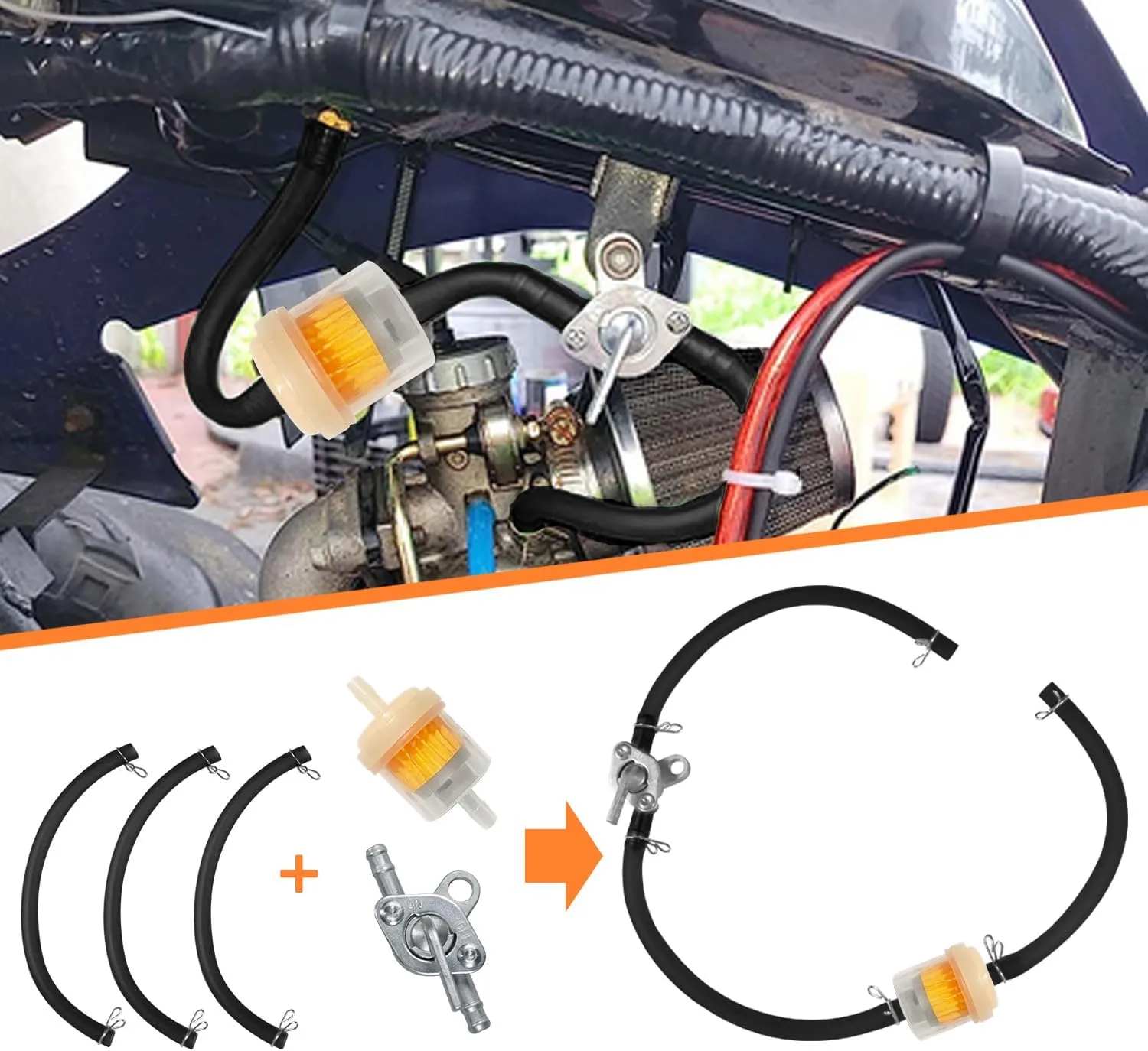PZ19 Carburetor Carb Air Filter Throttle Handle Grips Cable for 50cc 70cc 90cc 110cc 125cc Tao Tao GK110 Baja SSR Apollo Coolster Chinese Four Wheeler ATV Go Kart CRF50 XL70 Dirt Pit Bike Black