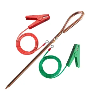 QMARK Electric Fence Ground Rod Kit with 1 Portable Copper Plated Ground Rod and 2 Jumper Leads Cables, Fencing System Wire with Crocodile Clip (Ground Rod Kit)