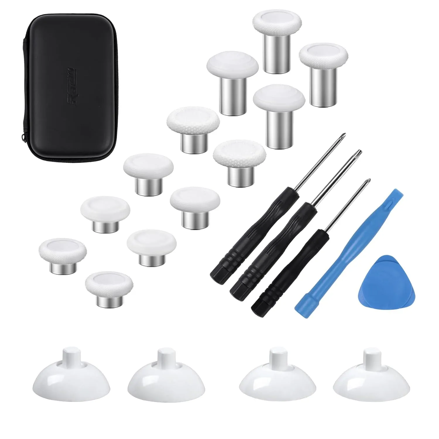 RALAN Replacement Interchangeable Thumbsticks Joysticks Repair Kit for Xbox One, Xbox Series X/S, PS4/PS5/Switch Pro Controllers, 3 Height Plastic Base, 5 Grip Designs