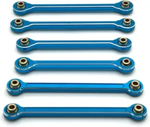 Rc Connecting Rod Tie Rod for Hyper GO for MJX 10208 1/10 Metal Front and Rear Fixed Pull Rods Rc Model Crawler Car Truck for Buggy Accessories Upgrade Parts Kit(Blue)