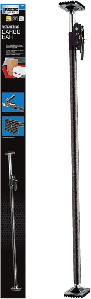 Reese Towpower 1390600 Ratcheting Cargo Bar Adjustable 40 Inch to 70 Inch, Designed To Stop Cargo From Shifting In Sport Utility Vehicles, Trucks And Vans.