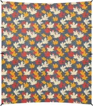 Retro Colorful Maple Leaves Foldable Beach Canopy UPF50 Water-Resistant Sun Shade with Sand Shovel for Family Travel