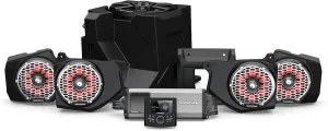 Rockford Fosgate RNGR18-STG6 Audio Kit: PMX-3 Receiver, 1500-Watt Amp, M2 Series Color Optix Multicolor LED Lighted Front & Rear Speakers Plus Subwoofer for Select Polaris Ranger Models (2018-2022)