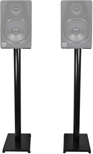 Rockville Pair RS37B 37" Steel Bookshelf Speaker/Studio Monitor Stands in Black V2