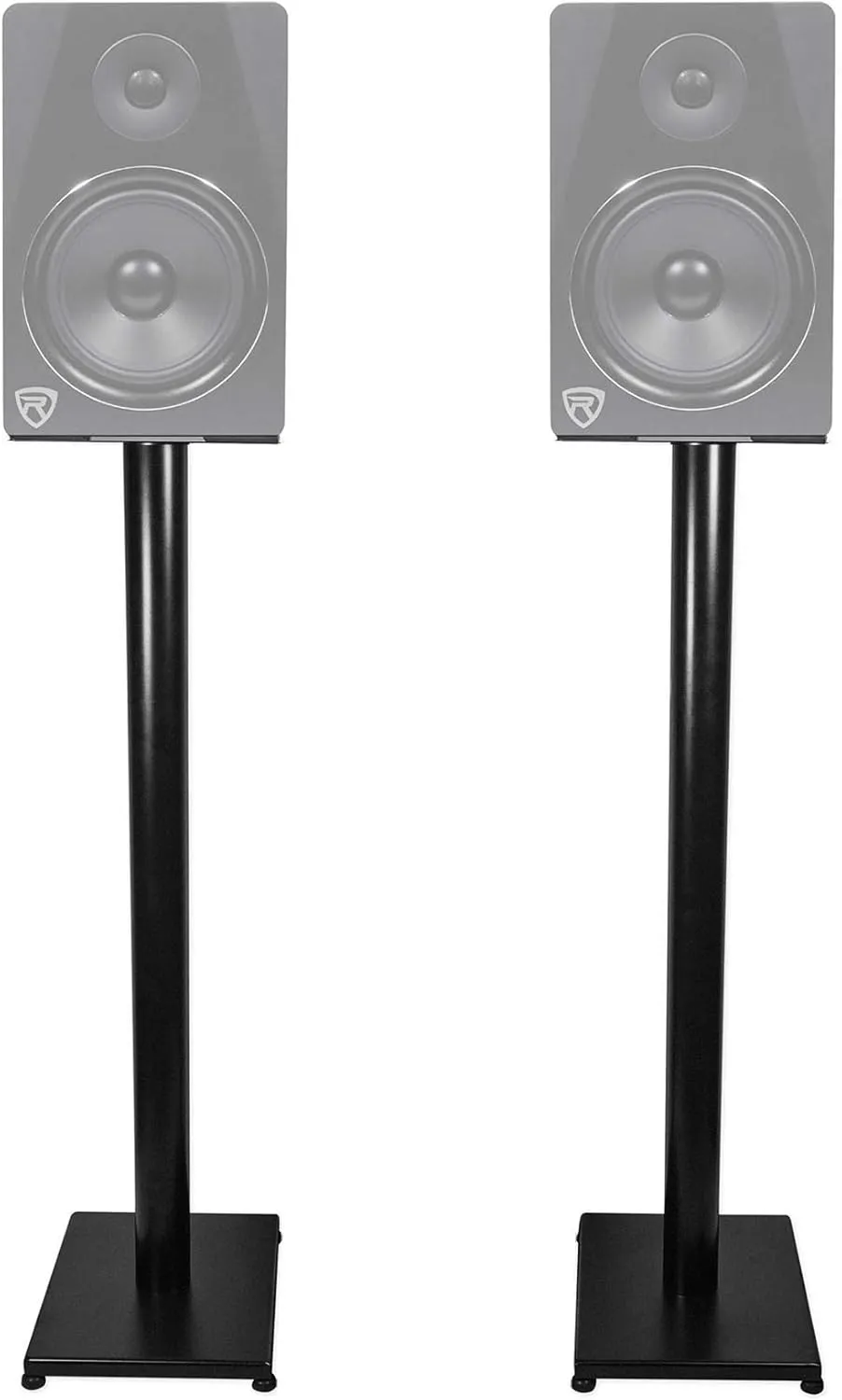 Rockville Pair RS37B 37" Steel Bookshelf Speaker/Studio Monitor Stands in Black V2