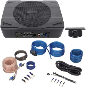 Rockville SS8P 400 Watt Slim Under-Seat Powered Car/Truck Subwoofer Sub Amp Kit Black