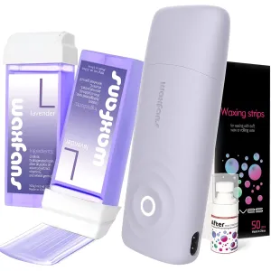 Roll on Wax Kit, Smart Wax Roller Kit with Automatic Cooling System, No Burns, Safe and Easy Waxing Kit for Women and Man at Home, 2 Wax Cartridges & 50 Wax Strips Included