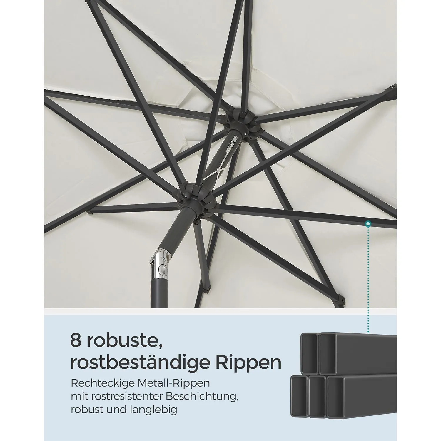 Rootz Brown Parasol - Patio Umbrella - Sun Shade - Adjustable 30° Tilt - 340cm Curve - 327.5cm Dia. - 246cm Height