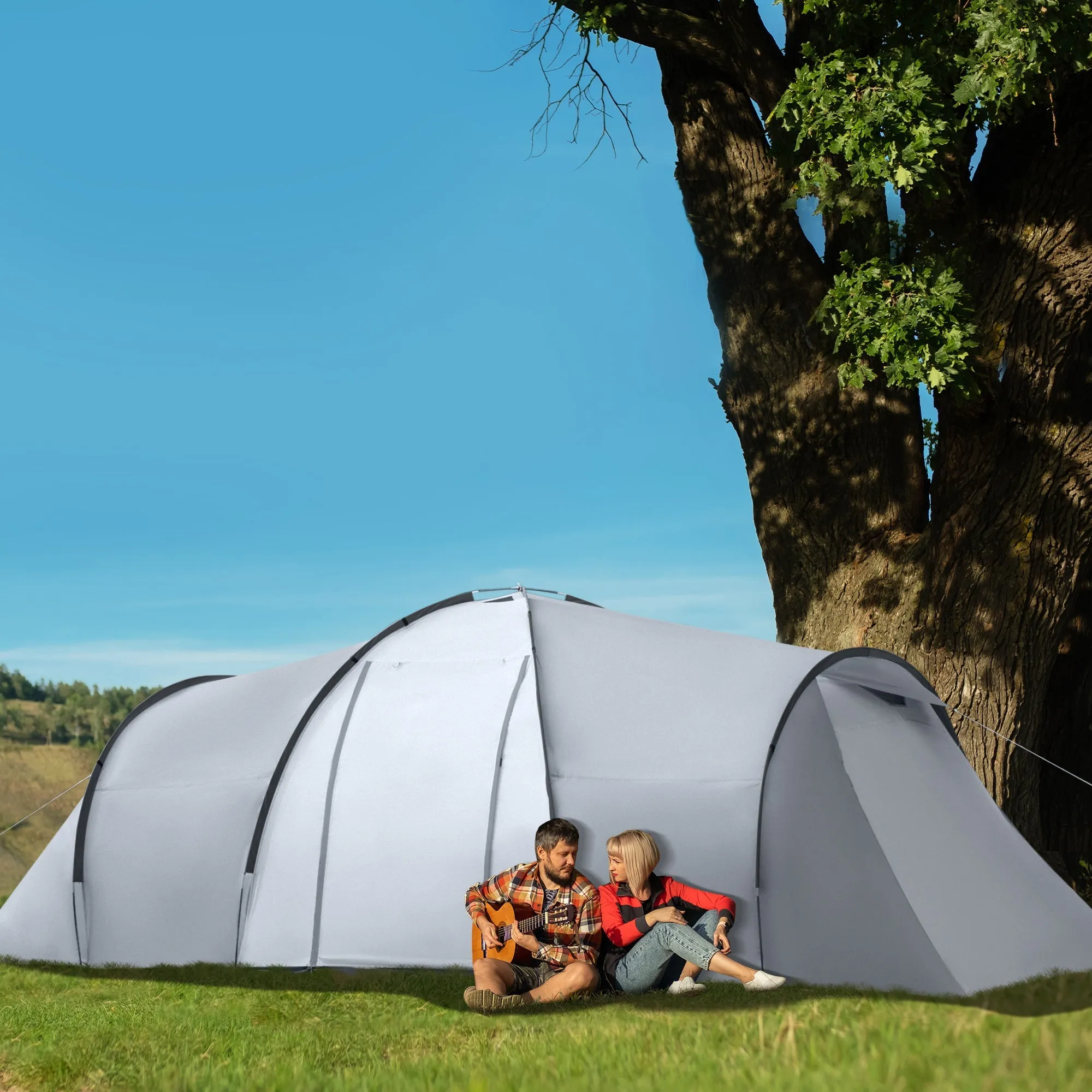 Rootz Family Camping Tent - Dome Shelter - Outdoor Canopy - UV Protection - 590cm x 245cm x 193cm