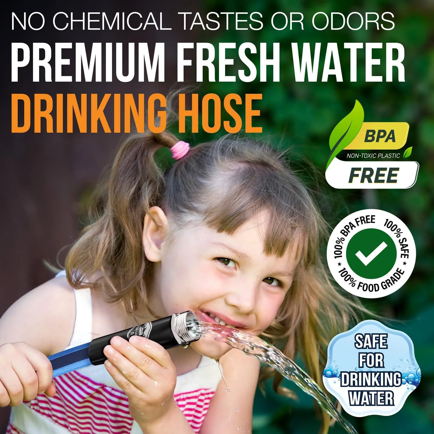 RV Fresh Water Drinking Hose 35' by Clean Camper- Kink Free Design | Non Leaching | Non Toxic | Stainless Steel Fittings | Durable Camping RV Hose
