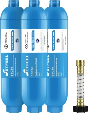 RV Inline Hose Water Filter, NSF Certified Camper Water Filter with Flexible Hose Protectors For RV Garden, Camping Essentials For Reduces Chlorine, Bad Taste, Odor In Drinking Water, 3 Pack SETFEEL