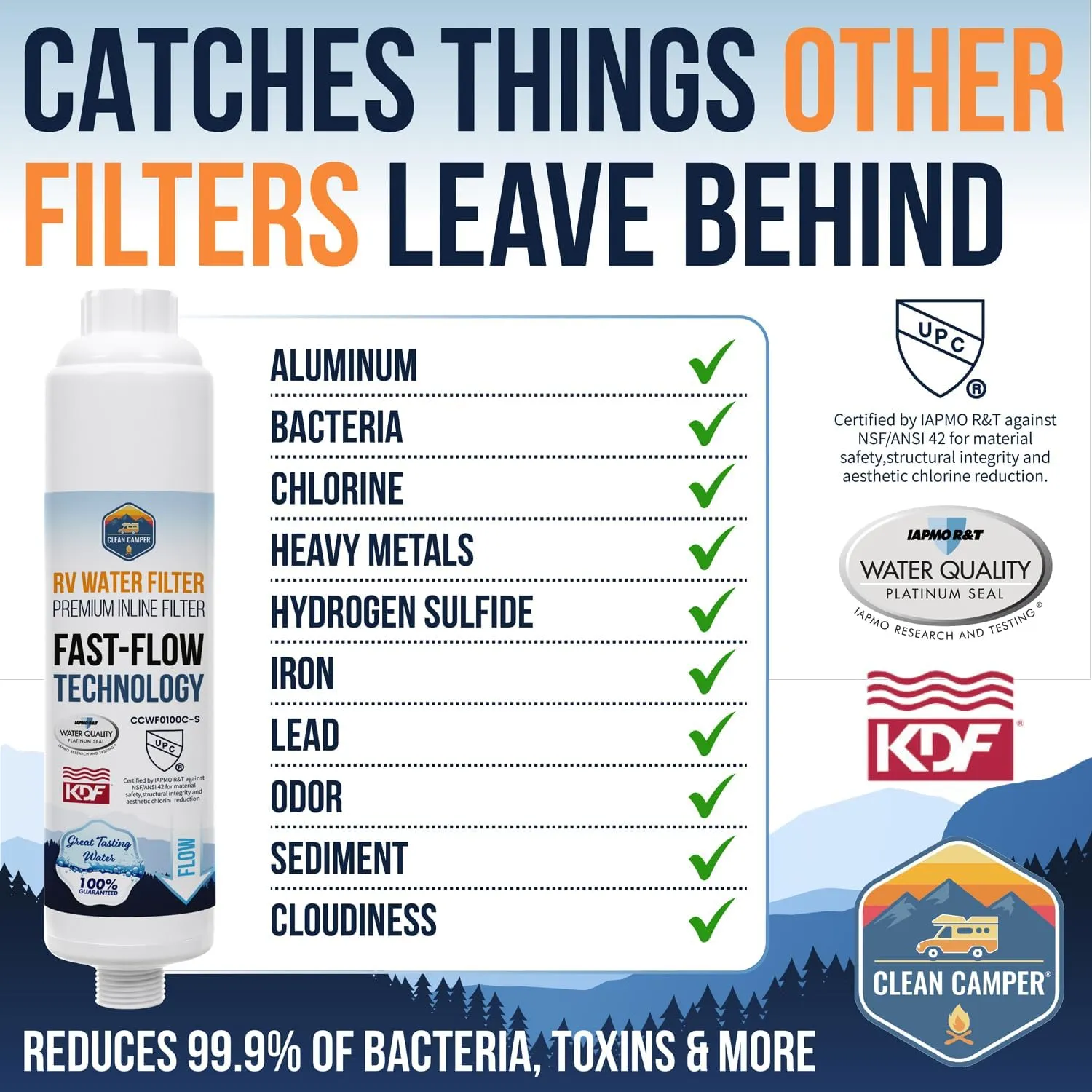 RV Inline Ultra-Premium Water Filter | Certified Carbon Activated Water Filtration | Filters Out Lead, Chlorine, Sediment & More | Experience Clean Water in Your RV