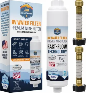 RV Inline Ultra-Premium Water Filter | Certified Carbon Activated Water Filtration | Filters Out Lead, Chlorine, Sediment & More | Experience Clean Water in Your RV