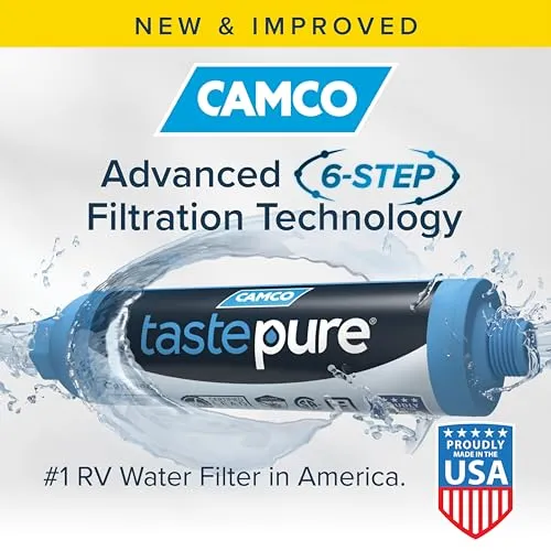RV Water Filter - New & Advanced RV Inline Water Filter w/ Flexible Hose Protector