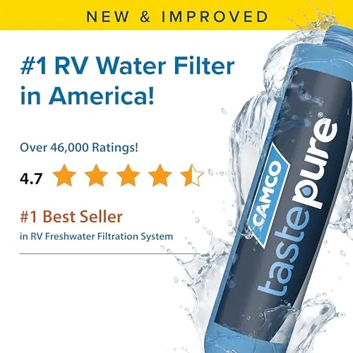 RV Water Filter - New & Advanced RV Inline Water Filter w/ Flexible Hose Protector
