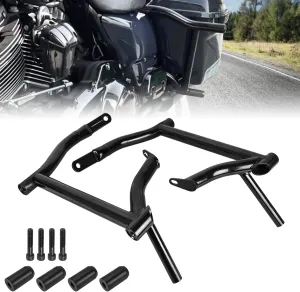 Saddle Bag Guards Rear Crash Bar Bracket Compatible with for 2009-2024 Touring Street Glide Road Glide Road King Electra Ultra Limited CVO Tip Over Saddlebag Protection Support Bracket Kit