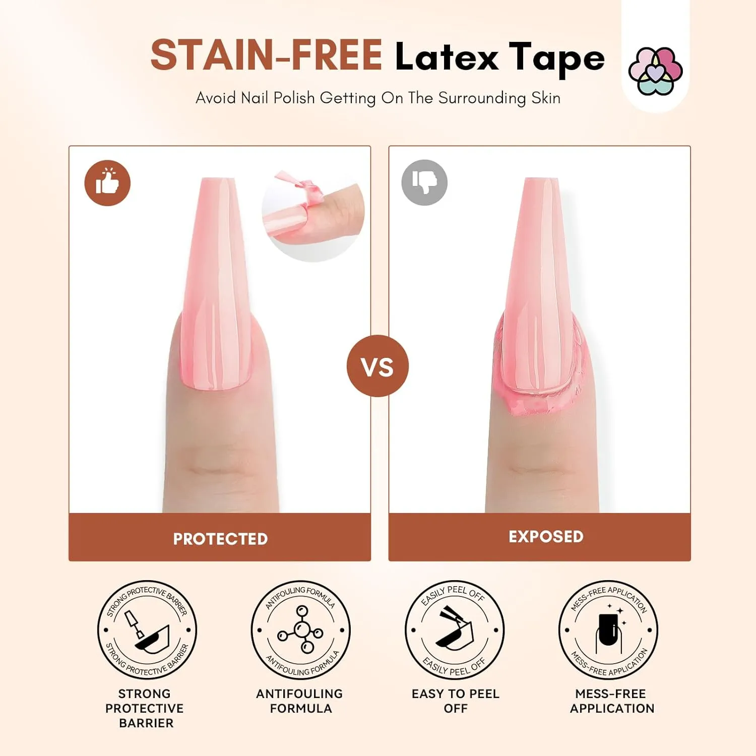 Saviland French Tip Nail Stamp: 10Pcs Nail Stamper Kit with 2 Nails Stamping Polish Gel, Peel off Latex Tape and 2 Replacement French Tip Nails Tool Heads for Frenchs Manicure Kit Home DIY