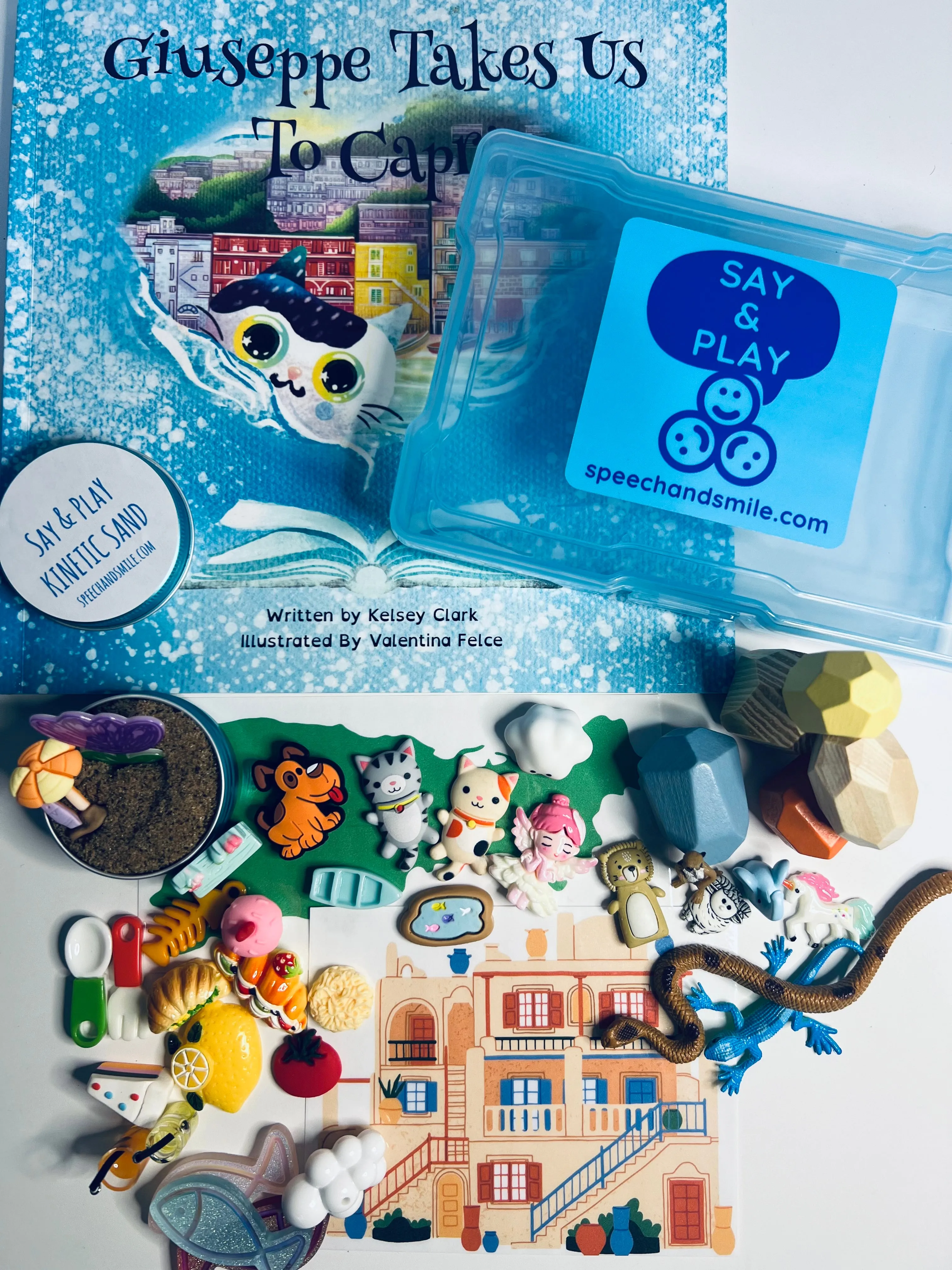 Say and Play Story Kit for Giuseppe Takes us to Capri Mini Objects Speech Therapy  Bilingual SLP Learn about Italy with Minis and Book