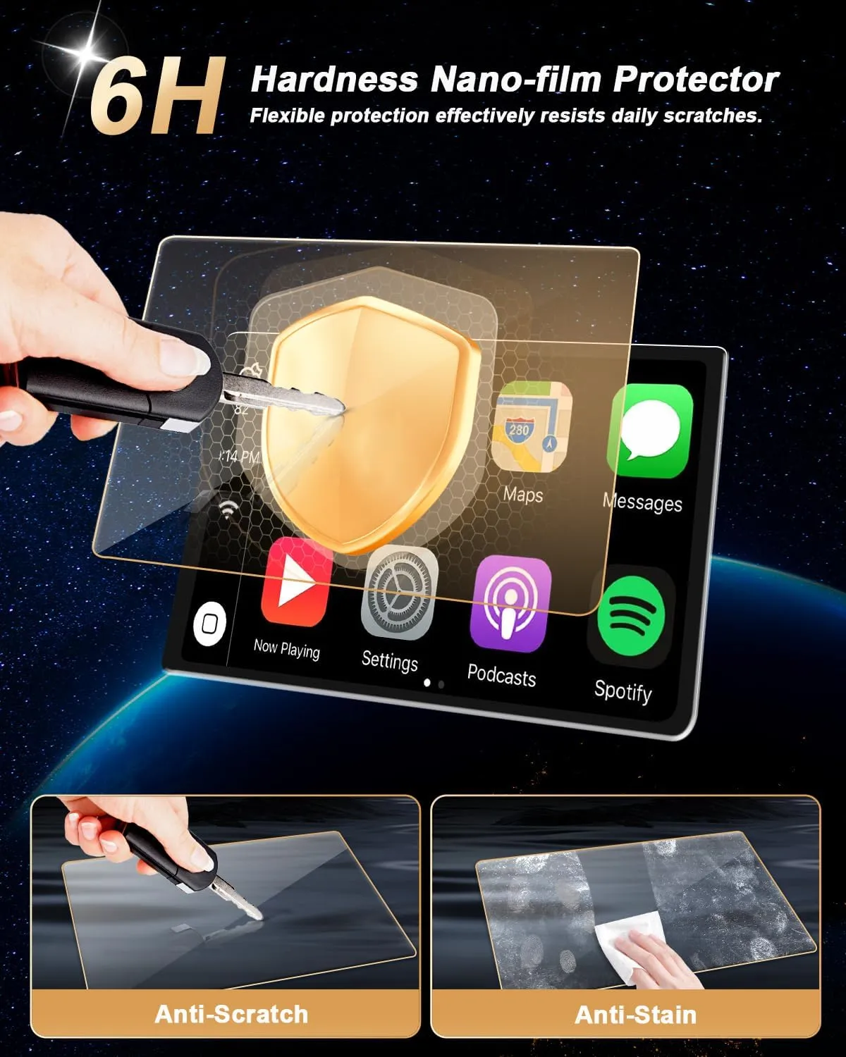 Screen Protector 2 Pcs For 2024-2025 Ford Mustang, Nano-film 12.4-Inch Dashboard 13.2-Inch Navigation Screen Protector for 2024-2025 Mustang(EcoBoost Premium/GT Premium/Dark Horse Premium/Dark Horse) Accessories - Easy to Install