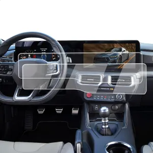 Screen Protector 2 Pcs For 2024-2025 Ford Mustang, Nano-film 12.4-Inch Dashboard 13.2-Inch Navigation Screen Protector for 2024-2025 Mustang(EcoBoost Premium/GT Premium/Dark Horse Premium/Dark Horse) Accessories - Easy to Install