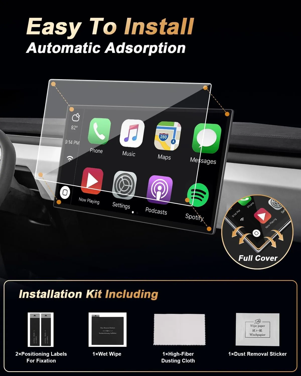 Screen Protector 2 Pcs For 2024-2025 Ford Mustang, Nano-film 12.4-Inch Dashboard 13.2-Inch Navigation Screen Protector for 2024-2025 Mustang(EcoBoost Premium/GT Premium/Dark Horse Premium/Dark Horse) Accessories - Easy to Install