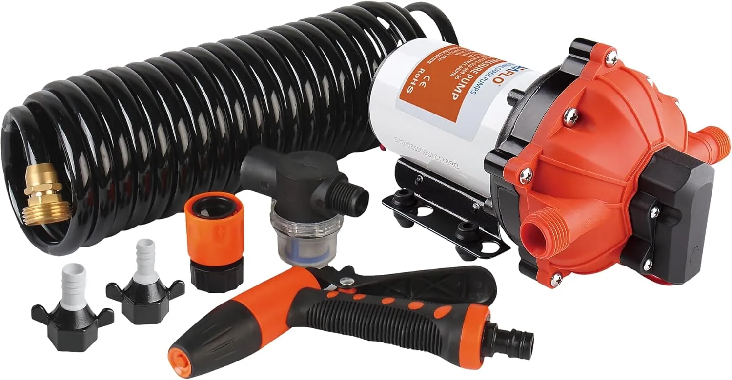 SEAFLO 55-Series Washdown Deck Wash Pump Kit - 12V, 5.5 GPM, 70 PSI, 4-Year Warranty for Caravan, RV, Boat, Marine, and Yacht