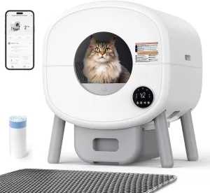 Self Cleaning Cat Litter Box: 76L Extra Large Automatic Litter Box for Multiple Cats, Odor-Free, Smart App Control, Ambient Light Waste Disposal