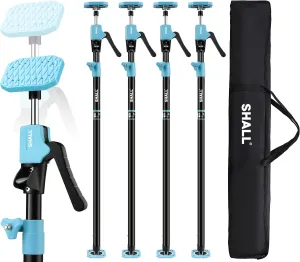 SHALL Cabinet Jack Support Pole, 54-114 in Steel Telescopic Quick Support System Rod, Adjustable 3rd Hand Tool with 154lbs Capacity for Lifting Drywall Cabinet Cargo Bars, 4 Pack w/Storage Bag