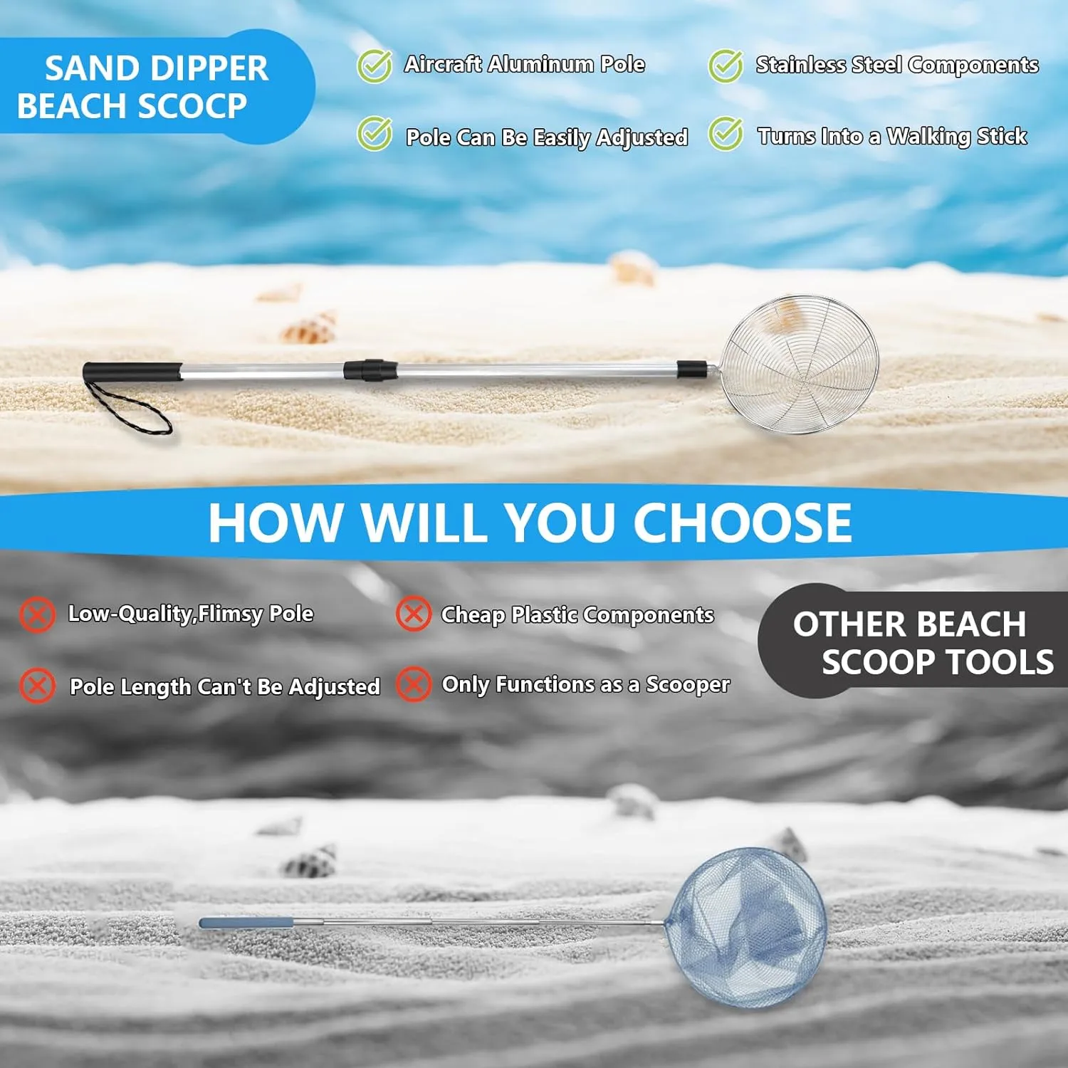 Shark Tooth Treasure Hunt Kit: Beach Sand Sifter, Shell Digging Tools & Collapsible Bucket – Ultimate Kids Beach Adventure Set for Ages 6-12
