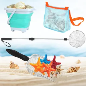 Shark Tooth Treasure Hunt Kit: Beach Sand Sifter, Shell Digging Tools & Collapsible Bucket – Ultimate Kids Beach Adventure Set for Ages 6-12