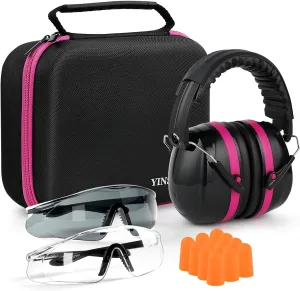 Shooting Ear Protection Earmuffs, Gun Safety Glasses, Earplugs, Protective Case