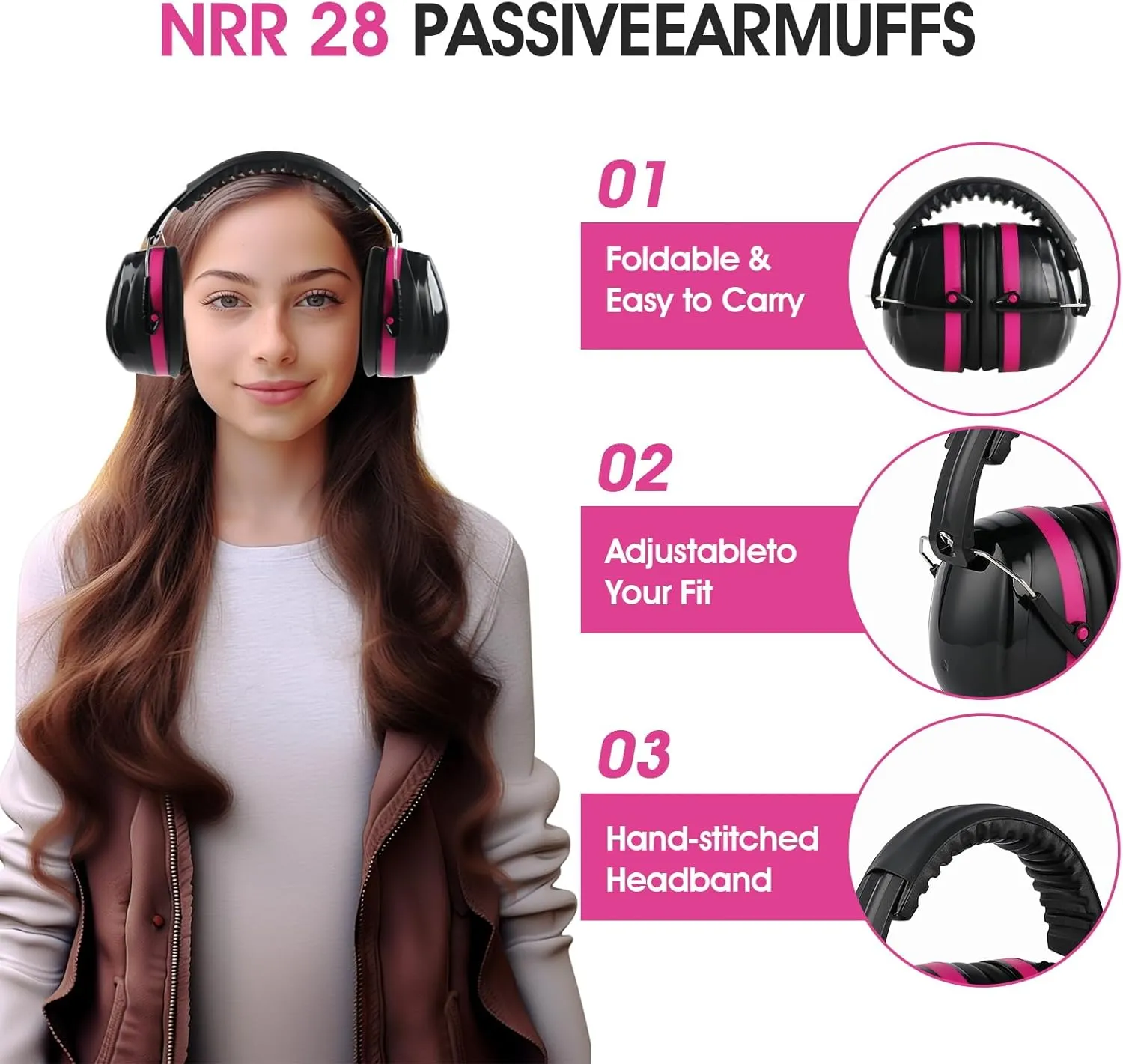 Shooting Ear Protection Earmuffs, Gun Safety Glasses, Earplugs, Protective Case